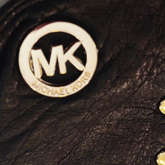 Michael Kors Gold Studded Black Leather Gloves- Medium - Picture 4 of 6